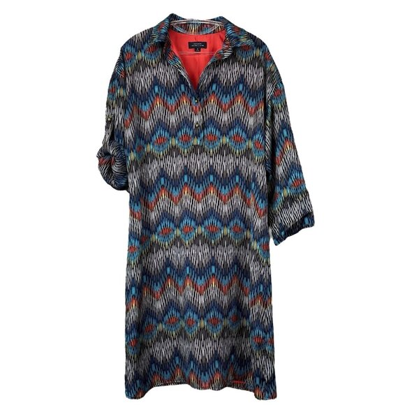 Tahari ASL Levine Abstract Chevron Tab Sleeve Cocktail Dress Multicolor Size 8 - Picture 10 of 10